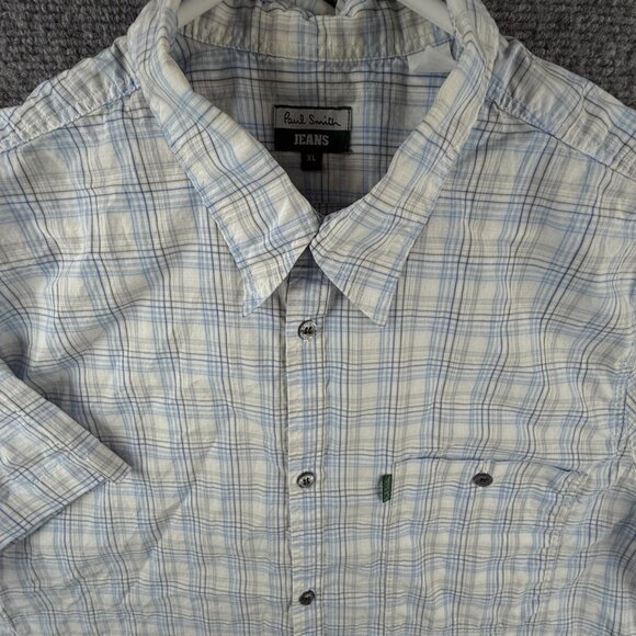 Paul Smith Other - Paul Smith Jeans Button Up Shirt Men Short Sleeve Cotton Plaid XL Pocket Adult